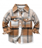 Plaid long-sleeved shirt Light brown 