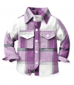 Plaid long-sleeved shirt Light purple 