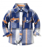 Plaid long-sleeved shirt Royal blue 