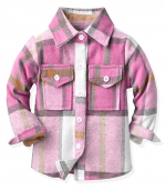 Plaid long-sleeved shirt Pinkish pink 