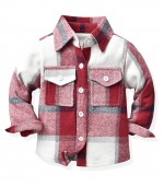 Plaid long-sleeved shirt Brick red 