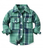Plaid long-sleeved shirt Dark green 