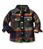 Plaid long-sleeved shirt Olive-green 