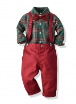 Boys' Christmas suit Green lattice 