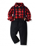 Boys' Christmas suit Black plaid 