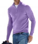 Zipper casual top polo light purple 