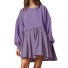 Loose pleated casual dress Purple
