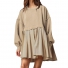 Loose pleated casual dress khaki