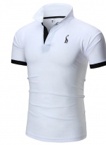 Embroidered casual Polo shirt White 