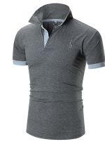 Embroidered casual Polo shirt Dark gray 