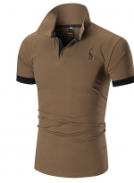 Embroidered casual Polo shirt Coffee 