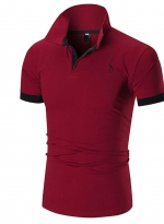 Embroidered casual Polo shirt Red 