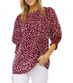 Round neck chiffon shirt    Burgundy 