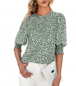 Round neck chiffon shirt    Green 