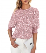 Round neck chiffon shirt    Pink 