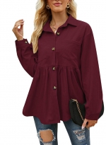 Doll shirt casual shirt    Burgundy 