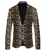 Commuter fashion suit jacket Black leopard print 