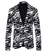 Commuter fashion suit jacket Black zebra print 
