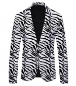 Commuter fashion suit jacket White zebra print 