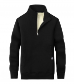 Zip collar pullover hoodie    Black 