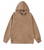 Fleece plate hoodie    Coffee color 