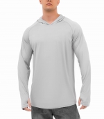 Long sleeved hooded top    Light gray 