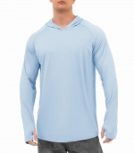Long sleeved hooded top    Light blue 