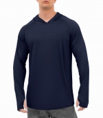 Long sleeved hooded top    Navy blue 
