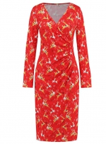 Christmas slim-fit dress Red fawn 