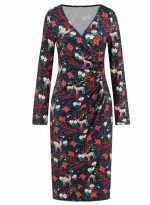 Christmas slim-fit dress Black deer 