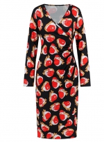 Christmas slim-fit dress Red bird 