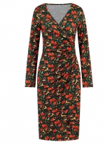 Christmas slim-fit dress Red flower 