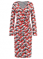 Christmas slim-fit dress White red 