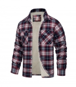 Single breasted loose jacket Burgundy grid 