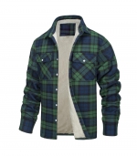Single breasted loose jacket Green grid 