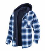 Hooded detachable jacket Sky blue grid 