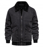 Fleece denim jacket Dark gray 