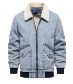 Fleece denim jacket Light blue 