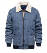 Fleece denim jacket Dark blue 