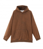 Drop shoulder cotton hoodie Brown 