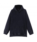 Drop shoulder cotton hoodie Black 