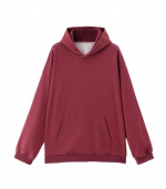 Drop shoulder cotton hoodie Rose red 