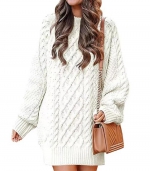Long sweater dress White 