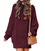 Long sweater dress Burgundy 