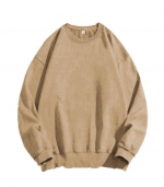 Crew-neck vintage hoodie khaki-1 