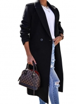 Woolen coat split buttons    Black 