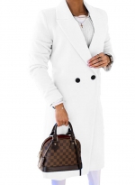 Woolen coat split buttons    White 