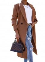 Woolen coat split buttons    Deep khaki 