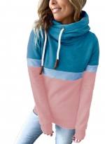 Casual turtleneck hoodie    Pink 