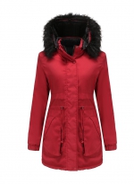 Wear warm coats on both sides Wine red 